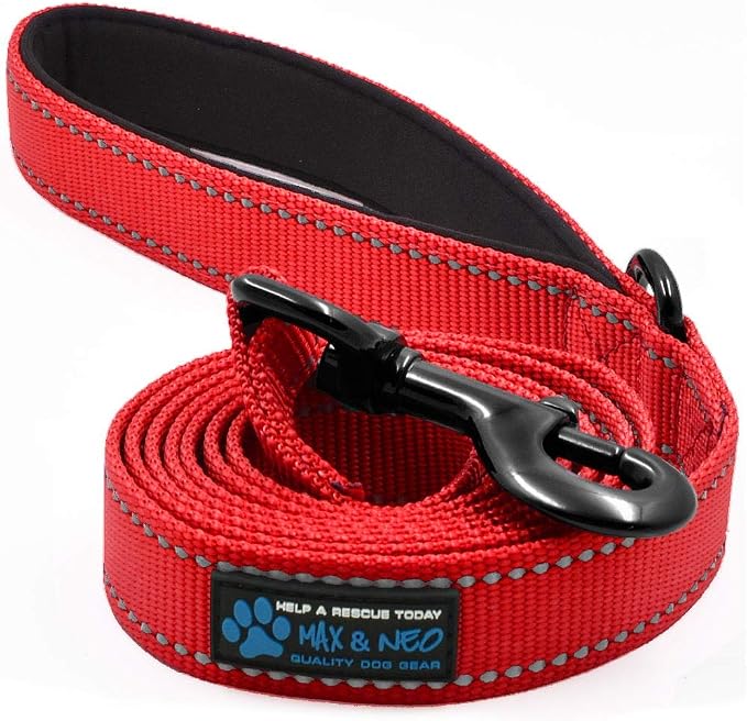 Max and Neo Small Dog Reflective Nylon Leash - We Donate One to Rescue for Every Leash Sold (Red, 4x5/8) by MaxandNeo