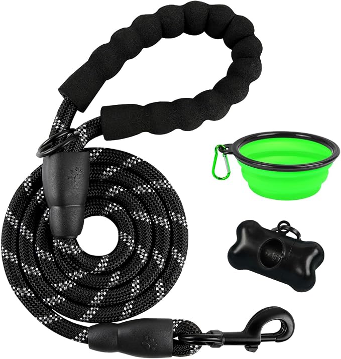BARKBAY Dog Leashes for Large Dogs Heavy Duty Dog Leash 4/5/6 FT with Comfortable Padded Handle and Highly Reflective Threads for Medium Large Dogs Walking Training Running (5FT-1/2'',Black) by BARKBAY