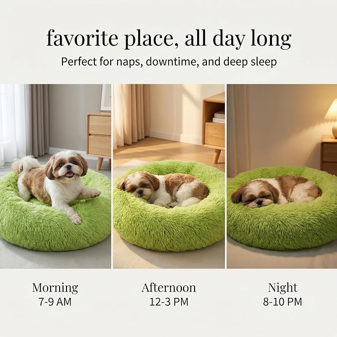 nononfish Calming Donut Dog Bed for Small Dogs,Soft Plush Pet Bed | Soft calming donut bed with plush comfort and raised edge support for small dogs. - Image 6