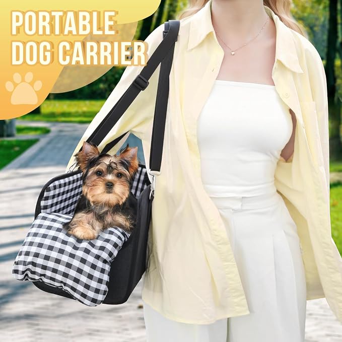 SlowTon Console Dog Car Seat, Dog Booster Seat for Small Dogs Under 11lbs | Portable, Safety Features for Anti-Collapse, Hard Bootm for Excellent Support, with Washable Cushion Built in Seat Belt - Image 7