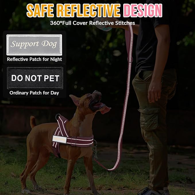 Lukovee No Pull Dog Harness and Leash Set, Soft Padded Vest with Front Clip | Adjustable, No Choke, Reflective,Durable Easy Control Pet Vest Harness for Safe Walking for Medium Large Dogs (Pink, XL) - Image 6