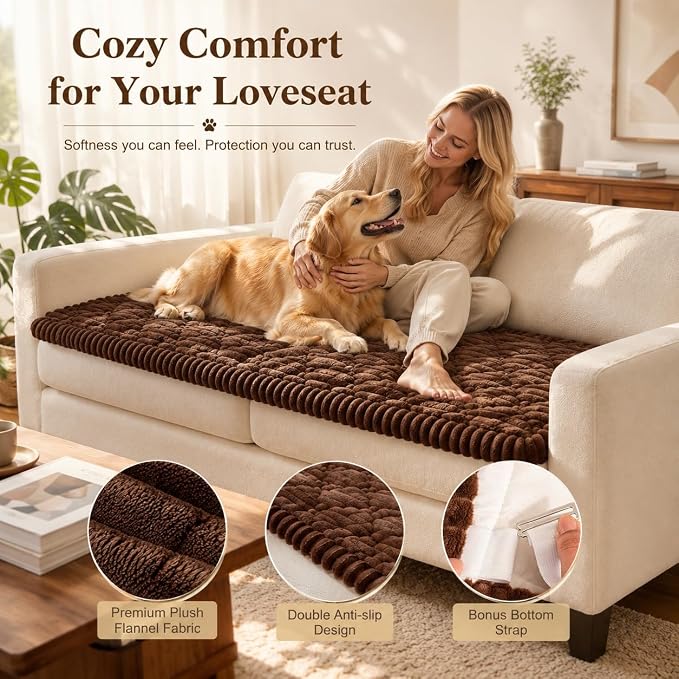 NILUOH Couch Cover for Dogs Washable, Non-Slip Sofa Protector 27.6"x70.9" | Dog Couch Cover, Soft Quilted Flannel, Scratch & Stain Resistant, Machine Washable, Suitable for Leather & Fabric Couch - Image 2