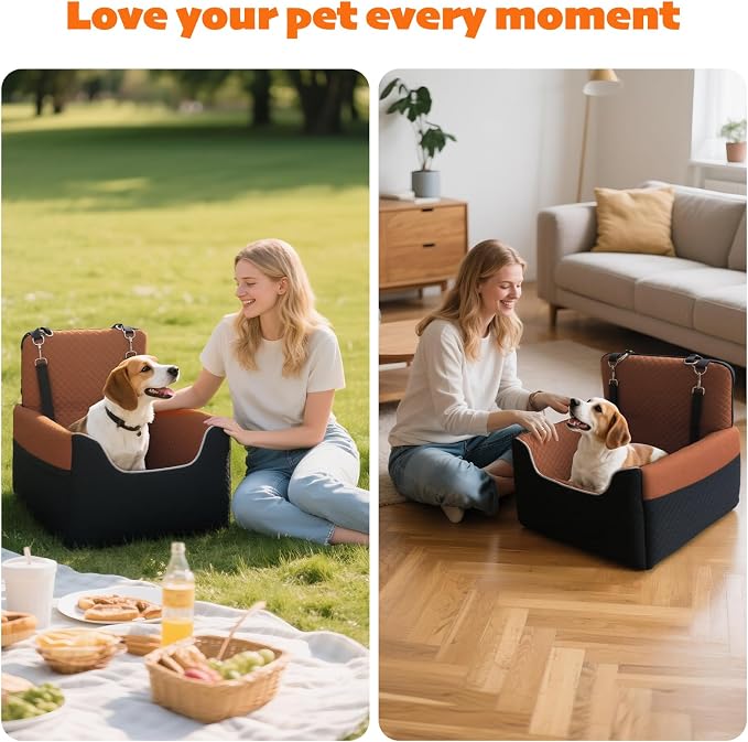 ALL GOOD PET SUPPLIES Dog Car Seat for Small/Medium Dogs Under 35lbs | Soft Memory Foam Booster Car Seat with Detachable Washable Cover and Elevated Cushion, Puppy Dog Car Bed - Image 7
