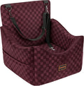JOEJOY Elevated Dog Car Seat for Small/Medium Dogs up to 36 lbs, Memory Foam Booster Seat with Detachable Washable Cover, Travel-Safe Car Bed with Safety Belts & Storage Pockets, Red by JOEJOY