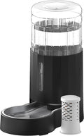 CZPET Dog Water Bowl Dispenser with Stainless Steel Bowl (8L+Filter,Black) | With Stainless Steel Bowl Gravity Waterer, Large Capacity and Drinking Area Noise-Free for Pets by CZPET