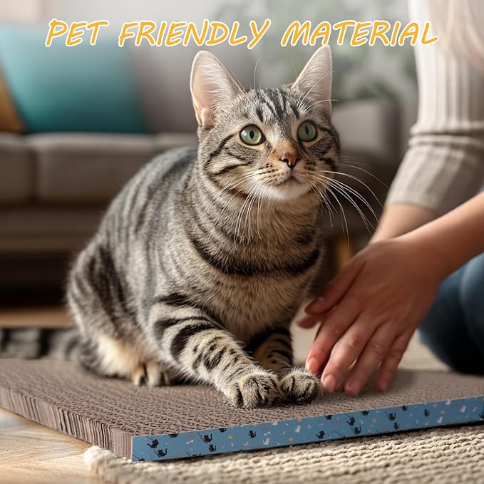 2Pack Cat Scratcher Pad, Reversible Scratching Cardboard, 14" Lx5.3 W Post Board for Indoor Cats Cardboard pad Sleep Play and Grind Claws - Image 5