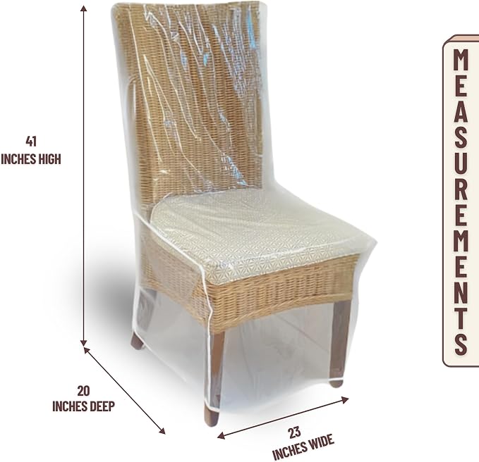 Evelots 2-Pack Clear PVC Dining Chair Covers, Spill-Resistant Protectors | Heavy-duty clear vinyl helps protect kitchen chairs from dust, spills, pet hair and claws; wipes clean with a damp cloth. - Image 4