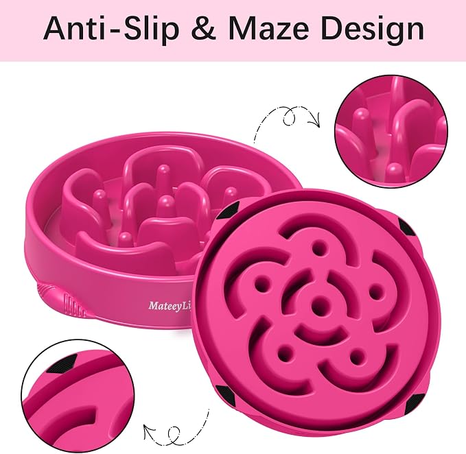 MateeyLife 1-Pack Slow Feeder Dog Bowls, 4 Cups, Dog Puzzle Feeder Bowl | Food-contact safe, dishwasher safe, non-slip base, maze design, for fast eaters, for dogs and cats, daily mealtimes - Image 4