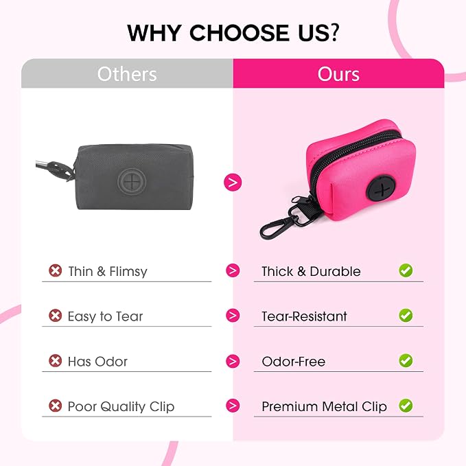 Wolfone dog poop bag holder Dispenser 360° rotating clamp Peacock Pink | Secure Clip Design Durable & Odor-Free Universal Bag Fit Lightweight & Portable Stylish Color Options - Image 3