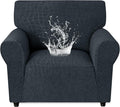 MAXIJIN Waterproof Chair Cover Armchair Covers for Living Room, 1 Piece Stretch Single Sofa Chair Slipcovers with Arms, Washable Furniture Protector for Dogs Pets (Small, Dark Gray) by MAXIJIN