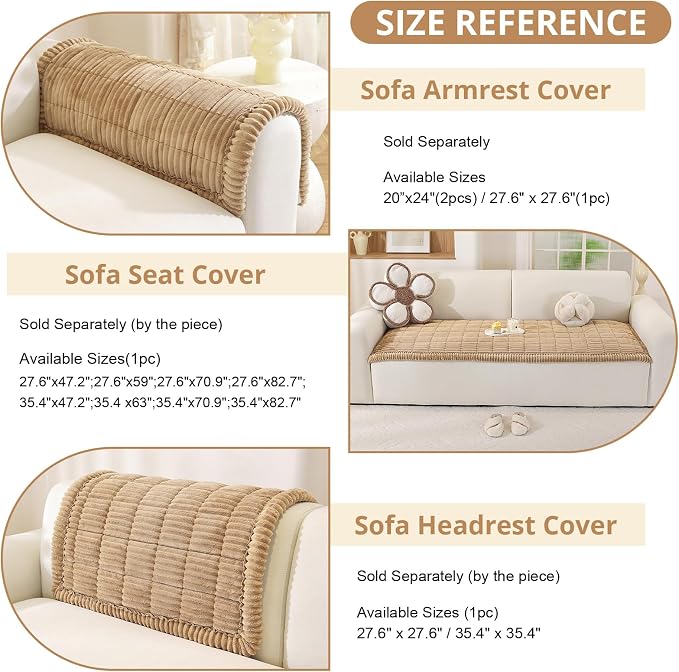 OstepDecor Couch Cover for Dogs, Washable Non Slip Sofa Cover for Pets | Soft Couch Covers for Sofa, Loveseat and Sectional, Furniture Protector Against Pet Hair & Dirt (27.6" x 59", Khaki) - Image 3