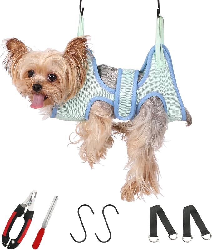Guzekier Pet Dog Grooming Hammock Harness for Cats & Dogs, Dog Sling for Grooming, Dog Hammock Restraint Bag with Nail Clippers/Trimmer, Nail File, Pet Comb,Ear/Eye Care by Guzekier