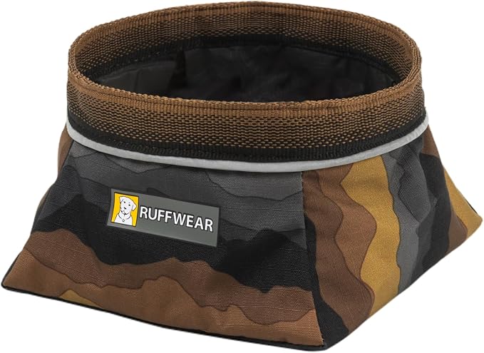 Ruffwear, Quencher Collapsible Dog Bowl, Moonlight Mountains, Medium | Packable Food & Water Bowl with Waterproof Lining, Water-Resistant Shell, & Reflective Trim, Lightweight, 4.2 Cups (1 L) by RuffwearInc