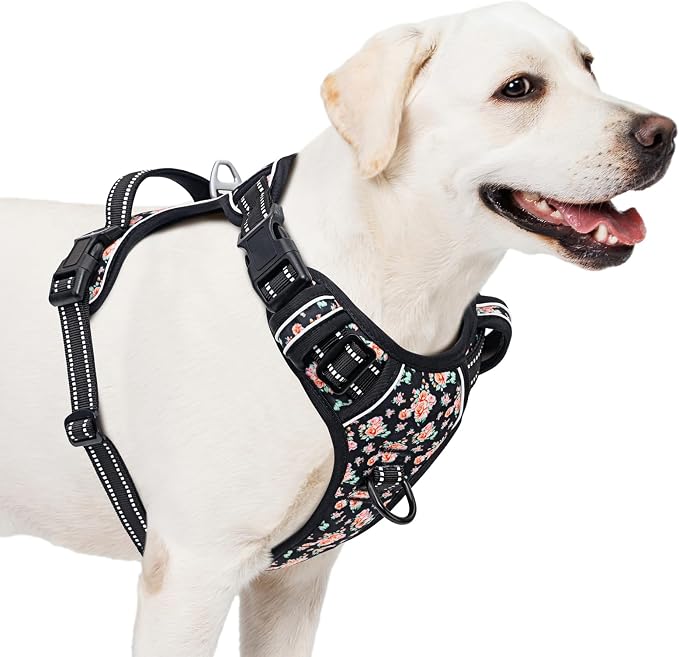 Timos No Pull Dog Harness,NO Need Go Over Dogs Head 3 Snap Buckles Reflective Oxford No Choke Harness with Front&Back 2 Metal Leash Clips Soft Padded for Small Medium Large Dogs,X-Large (Pack of 1) | Reflective, No Choke, Easy On & Off, Adjustable Soft... - Image 7