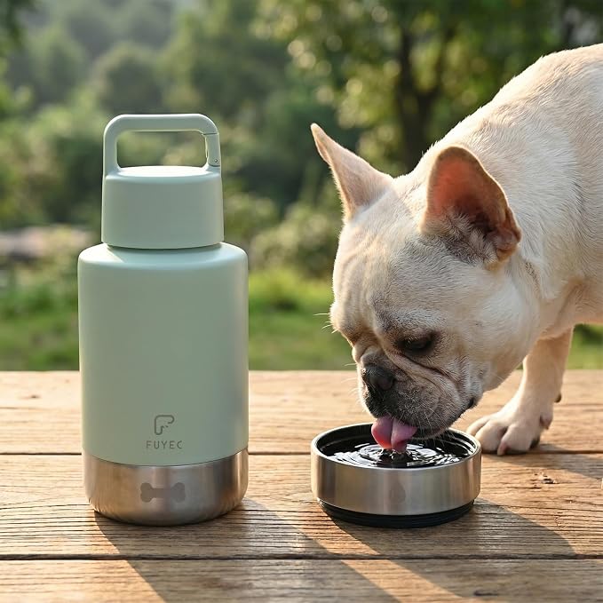 32oz 3-in-1 Dog Water Bottle Stainless Travel Cup with 2 Bowls,Green | 2 Detachable Food and Water Bowls | Leak Proof | Ideal Gift for Dog Lovers for |Pet Gear for Outdoors, Hiking, Parks - Image 5