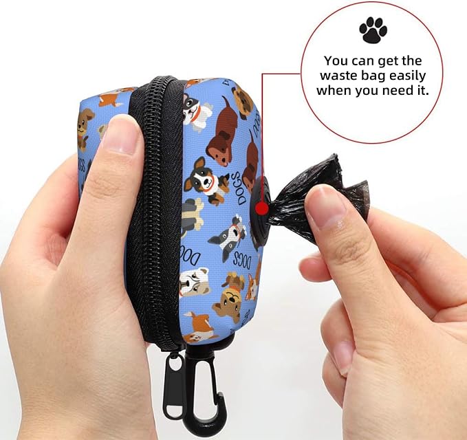 Dog Poop Bag Holder for Leashes - Lightweight Pet Waste Bags Dispenser Doggy Zippered Pouch for Puppy Walking Accessories(Cute Dog) - Image 6
