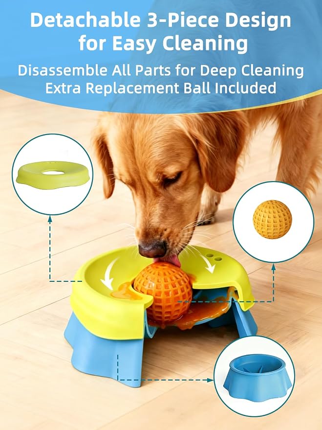 Huafly Slow Feeder Dog Bowls,3-Layer Detachable for Easy Cleaning,Dual-Use Wet Lick & Dry Slow Feeder,Food-Grade Silicone,Anti-Slip Base for All Floors,for Small,Medium,Large Dogs Black - Image 2