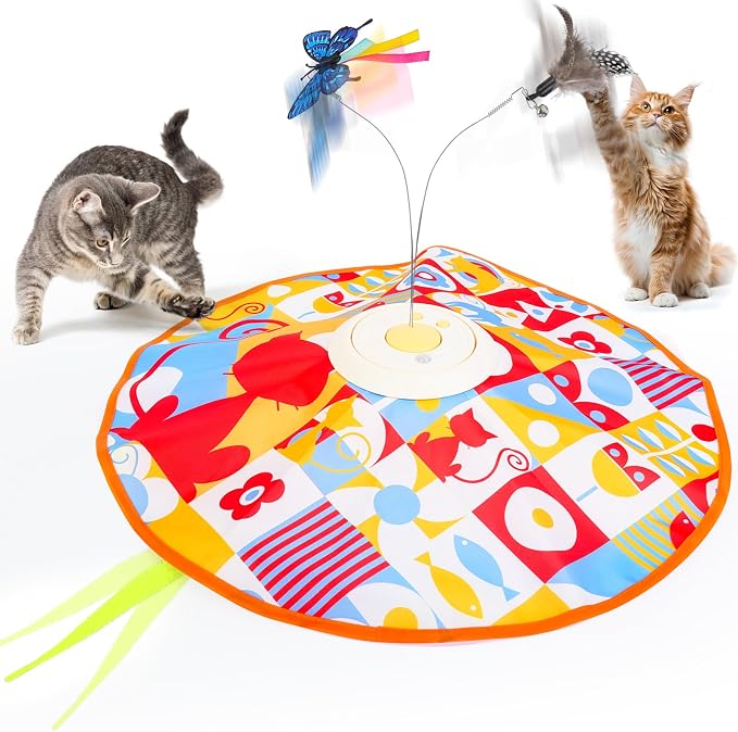 Interactive Cat Toys for Indoor Cats, Kitten Toys for Indoor Kittens,Yellow | Automatic Electronic Cat Toys for Bored Adult Cats, Stimulating Moving Cat Enrichment Toy, Hide and Seek Cat Games Toy by Unknown