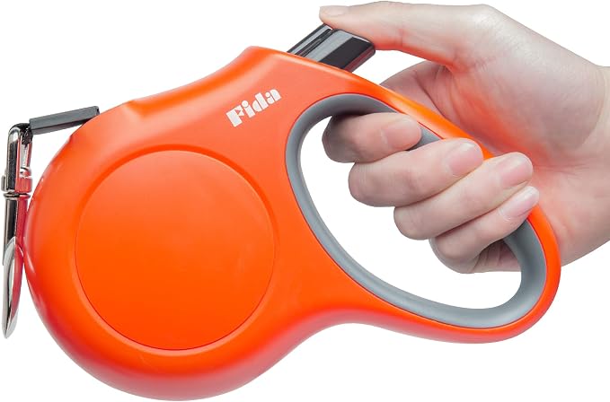 Fida Retractable Dog Leash, 16ft Heavy Duty Pet Walking Leash for Medium/Large Dog up to 110 lbs, Tangle Free. One-Hand Brake (Large, Orange) by Fida