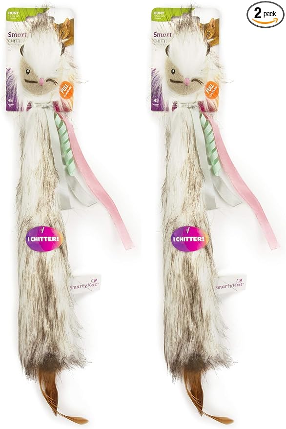 SmartyKat Chitter Critter Squirrel Electronic Sound Plush Kicker Cat Toy, Battery Powered - Gray, One Size (Pack of 2) by SmartyKat
