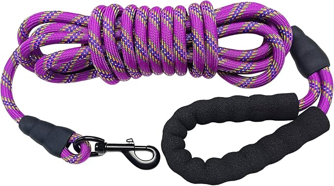 MayPaw 30ft Long Rope Dog Leash for Large Medium Dogs Soft Handle Dog Lead | 1/2-In Thick Lead, 6/8/10/15/20/30FT Training Leash, 14+ Colors (30ft * 1/2", purple) by MayPaw