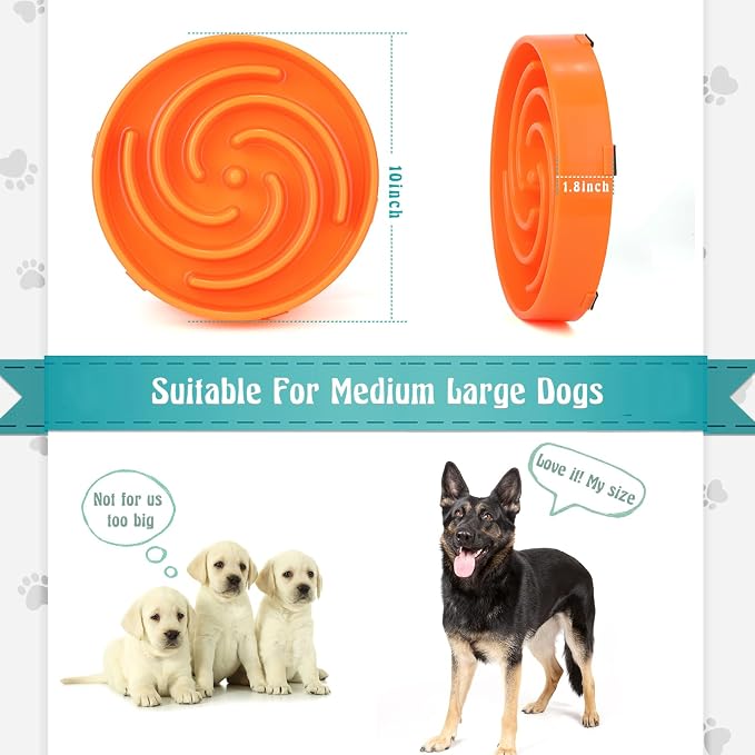 Slow Feeder Large Dog Bowl - Non Slip Maze Puzzle Bowl for Medium Dogs, Prevents Bloat & Choking, Orange - Image 6