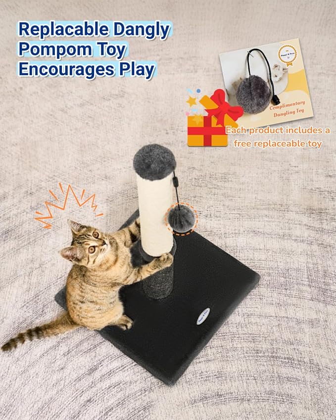 Cat Scratching Post, Cat Scratchers for Indoor Cats, with Toys | For Kitten & Medium Cats, Sisal & Carpet In One For Various Scratching Needs, Solid Structure, Extra Free Toy, Smokey Gray - Image 5