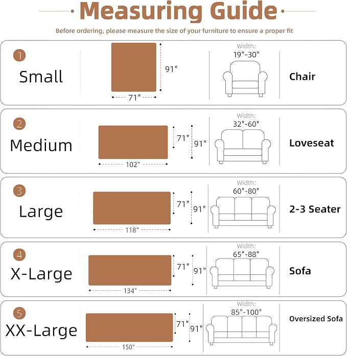 Couch Cover for Dogs Washable Sofa Cover, Sectional Couch Covers, Sofa Covers for 2 Cushion Couch, Non Slip Stripe Sofa Slipcovers Furniture Protector (Brown Checkered 91x150) - Image 2