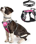 Dog Harness No Pull, Pet Harnesses with Dog Collar, Adjustable Reflective Oxford Outdoor Vest, Front/Back Leash Clips for Small, Medium, Large, Extra Large Dogs, Easy Control Handle for Walking by WINSEE
