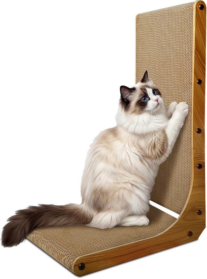Cat Scratcher, L-Shaped Cat Scratching Pad, 23 Inch, Small | Recyclable Cardboard for Vertical or Horizontal Scratching, Ideal for Indoor Cats and Helps Protect Furniture, Durable Use by AGYM