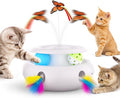 3-in-1 Interactive Cat Toy for Indoor Cats, White | Rechargeable Automatic, Fluttering Butterfly, Moving Feather, Smart Sensor 6 Holes Whack-A-Mole, Track Balls by Scsuupoeecattoys