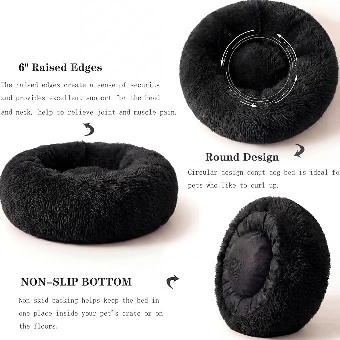 nononfish Comfortable Dog Bed for Small Dogs,Soft Donut Pet Bed | Comfortable plush pet bed with cozy round design for everyday indoor sleeping. - Image 5