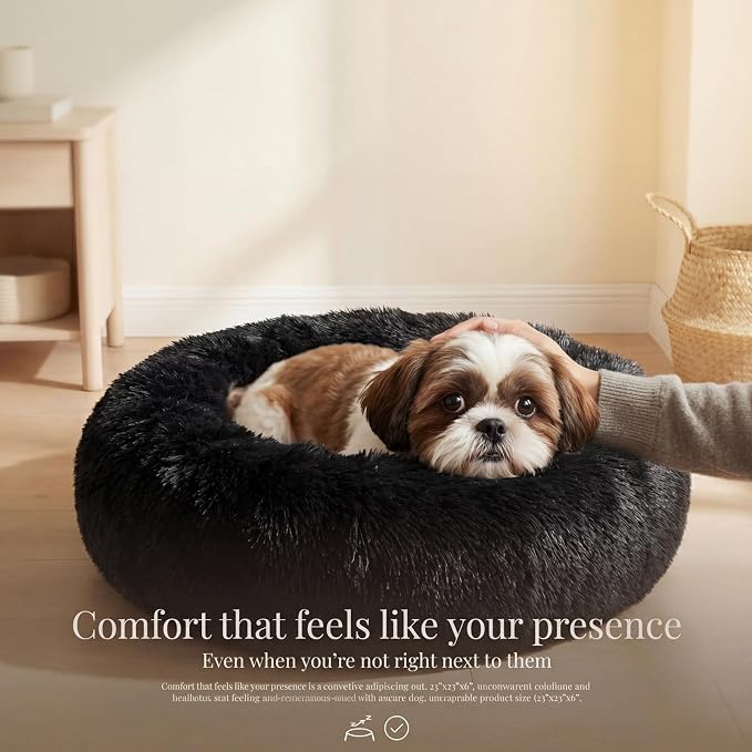 nononfish Comfortable Dog Bed for Small Dogs,Soft Donut Pet Bed | Comfortable plush pet bed with cozy round design for everyday indoor sleeping. - Image 2