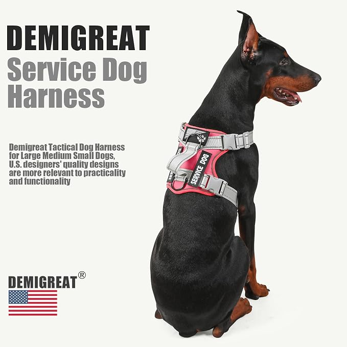 Service Dog Harness, Reflective Dog Vest Harness with 5 PCS Patches, Adjustable Soft Oxford Pet Harness, Inner Layer Mesh, Easy to Control for Small Medium Large Dogs - Image 5