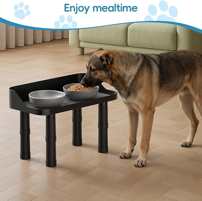 Raised Dog Food Bowl Stand Feeding Station Adjustable 16in Wide | 3 Adjuastable Heights, with Splash Gard, Pet Cat Large Dogs Universal, No Bowl Included - Image 7