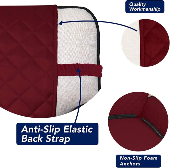 PureFit Reversible Quilted Sofa Cover Dog Couch Covers for Sofa, 66 in | Red/Ivory, Water Resistant Couch Protector, Washable Pet Couch Cover with Non Slip and Elastic Straps For Kids - Image 3