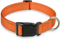 Reflective Dog Collar, Puppy Collar with Buckle Adjustable, Orange XL | Breathable Nylon Collars for Small Medium Large Dogs, No Chafing on Walks and Outdoor Hikes, Metal D-Ring, Night Safety by BOOMIBOO