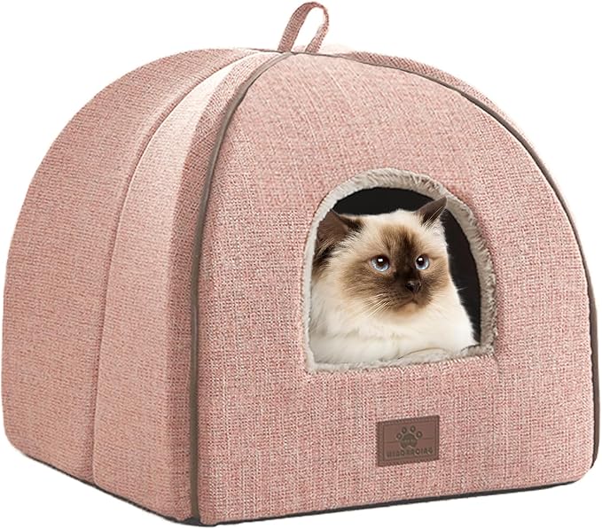 WINDRACING Cat Bed for Indoor Cats - Cats Cave Bed Cat House Cat Tent with Removable Washable Cushioned Pillow, Soft Kitten beds, & Furniture, for Small and Medium Pet Bed - Image 3
