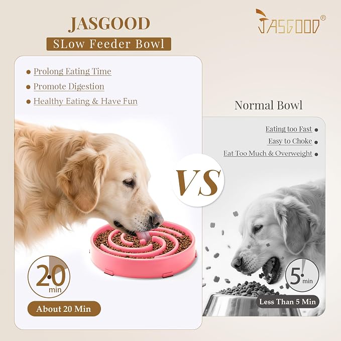 JASGOOD Slow Feeder Dogs Bowl for Large Medium Dogs,Anti-Gulping Pet Slower Food Feeding Bowls Stop Bloat,Preventing Choking Healthy Design Dogs Bowl - Image 2