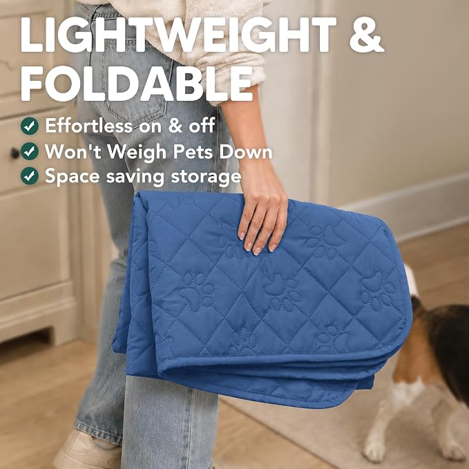 PAWFINITY Waterproof Arm Chair Covers for Dogs, Pet Blanket for Couch | Paw Print Quilted, Hair Resistant, Anti Cat Scratch, Washable Furniture Protector for Single Sofa Cushion, 30x30 Inch, Blue - Image 11