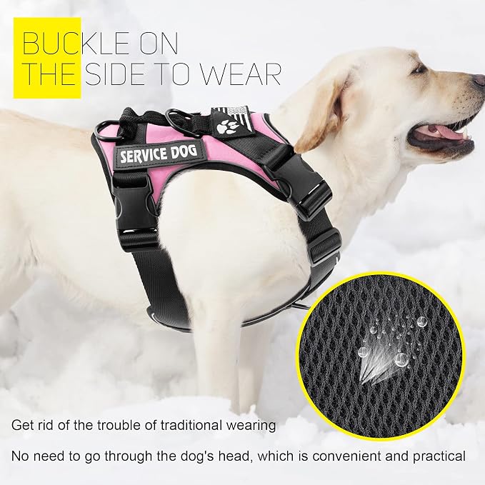 Service Dog Harness, Reflective Dog Vest Harness with 5 PCS Patches, Adjustable Soft Oxford Pet Harness, Inner Layer Mesh, Easy to Control for Dogs - Image 4