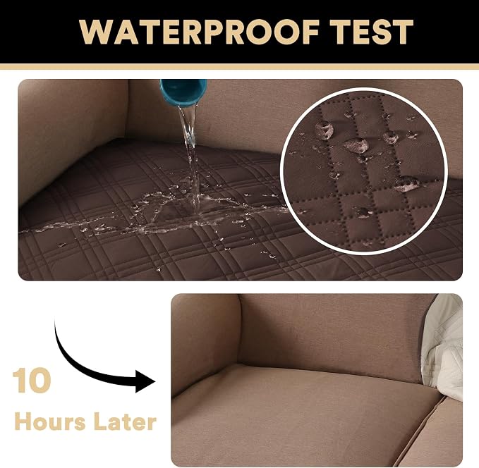 PrinceDeco Waterproof Pet Blanket Dog Bed Cover with Non-Slip Back for Furniture Bed Sofa, Couch Covers for 3 Cushion Couch Sofa Pet Friendly,Brown,47x68 Inch - Image 3