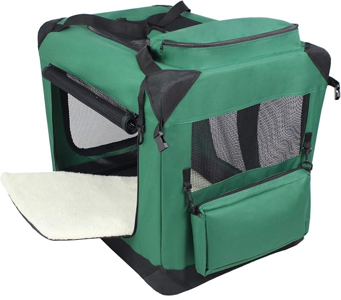 EliteField 3-Door Soft Dog Crate with Bed & Carrying Bag (2-Year Warranty) | 3 Mesh Doors, Steel Frame, Removable & Washable Crate Cover and Bed Cover, Storage Pockets, Indoor/Outdoor, Foldable - Image 2