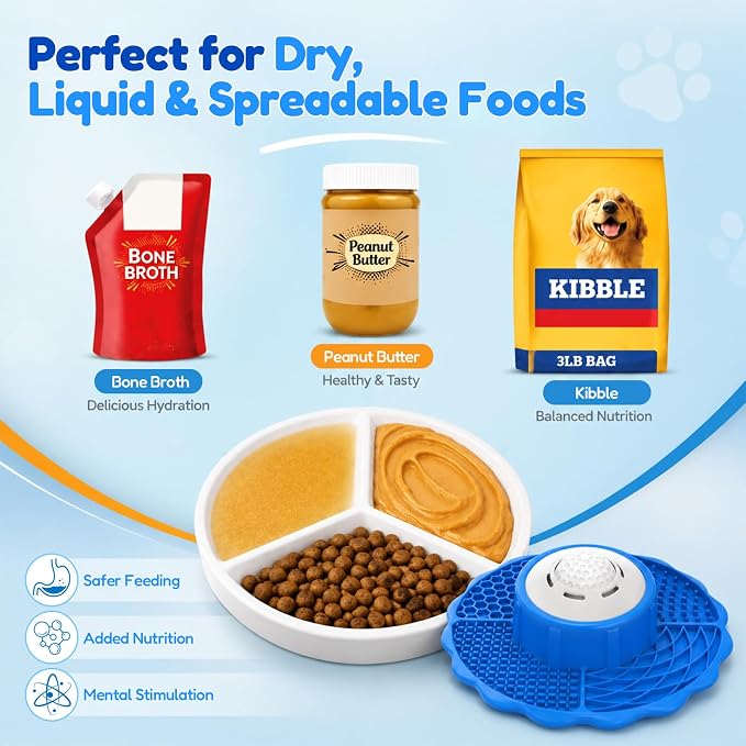 Slow Feeder Dog Bowls with Lick Mat & Rolling Lick Ball, Enrichment Toys | 10oz. 3-in-1 Feeder. Leak-proof, Non-slip. Interactive Play. Slow eating. Liquid, Thick Treats & Kibble, Food-grade Silicone - Image 3