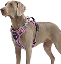 Dog Harness No Pull, Adjustable Pet Vest Harness, Super Soft Material with Vertical Handle Easy Control, Reflective Night Walking, 2 Leash Clips for XLarge Dogs, Mosaic Pink, XL by MyFUNFOX