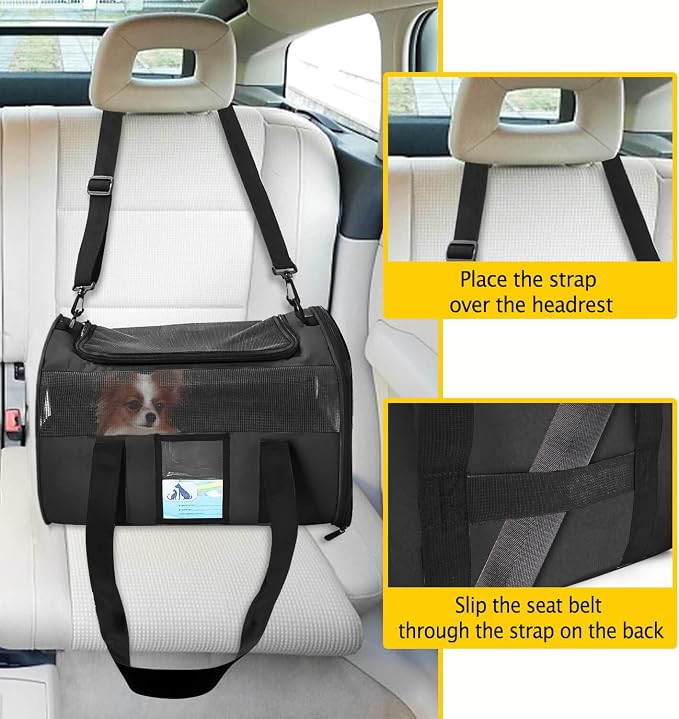 Refrze Pet Carrier Airline Approved, Cat Carriers for Medium Cats Small Cats, Soft Dog Carriers for Small Dogs, TSA Approved Pet Carrier for Cat Dog of 15 Lbs, Puppy Carrier,Black - Image 6
