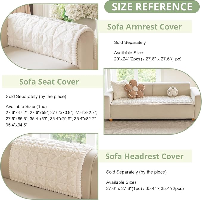 OstepDecor Couch Cover for Dogs, Washable Non Slip Sofa Cover for Pets | Soft Couch Covers for Sofa, Loveseat and Sectional, Furniture Protector Against Pet Hair & Dirt (20" x 24", Cream) - Image 3