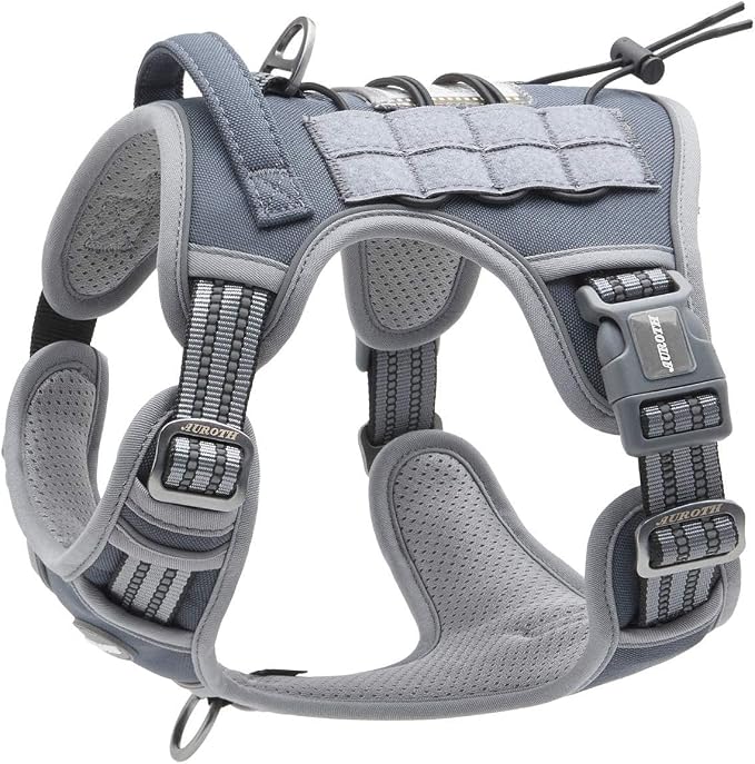 Auroth Tactical Dog Harness for Small Medium Dogs No Pull Adjustable Pet Harness Reflective K9 Working Training Easy Control Pet Vest Military Service Dog Harnesses Grey S | No Choke, Heavy Duty, Reflective, Military K9, Adjustable, Handle, Easy Contro... by AurothPets