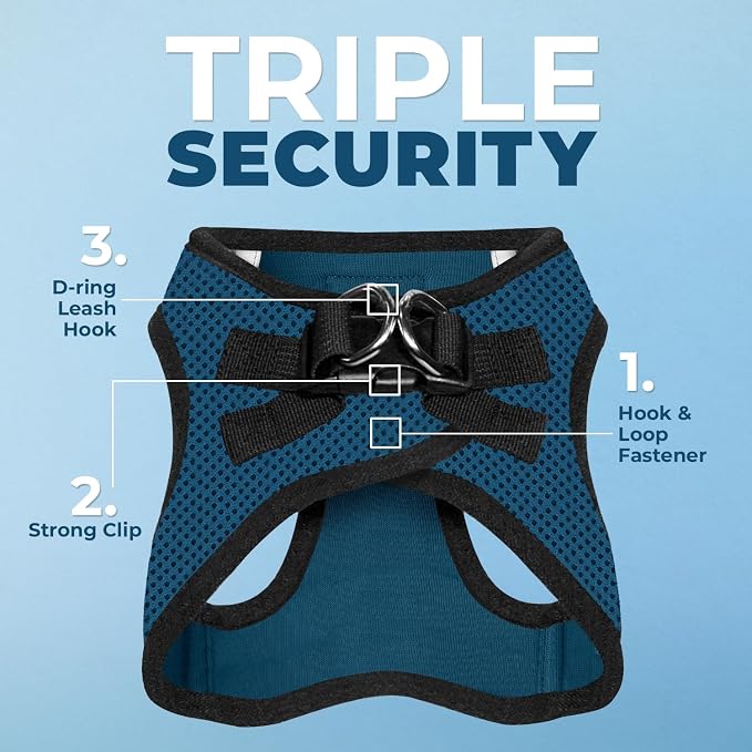 Voyager Step-in Air Dog Vest Harness - Blue/Black Trim, Small | 14.5-16" in Chest, Reflective Bands, All Weather Breathable Air Mesh, Cats Compatible, Lightweight, Fast Drying - Image 2