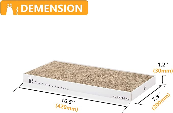 Cardboard Scratcher Pad Scratching post:Smartbean Cat Scratch Pad,Cat Scratching Post with Durable&High Density Cardboard, Indoor Toy for Cat, Double-sided Design For double life (16.5x7.9x1.2 inches) - Image 3